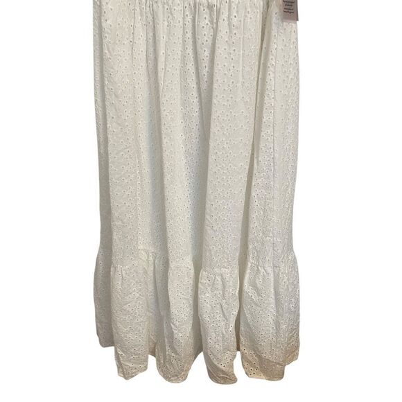 Nanette Lepore White Eyelet Smocked Midi Dress Cotton Size 12 NWT - Picture 3 of 7